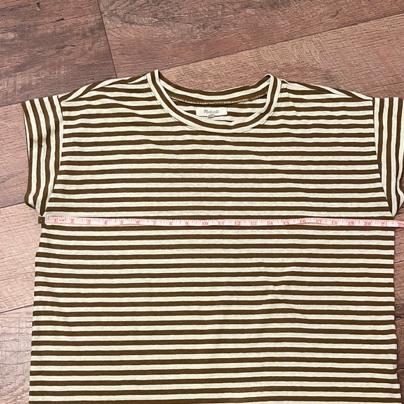 Madewell Brown and Green Striped Tee - Picture 4 of 5